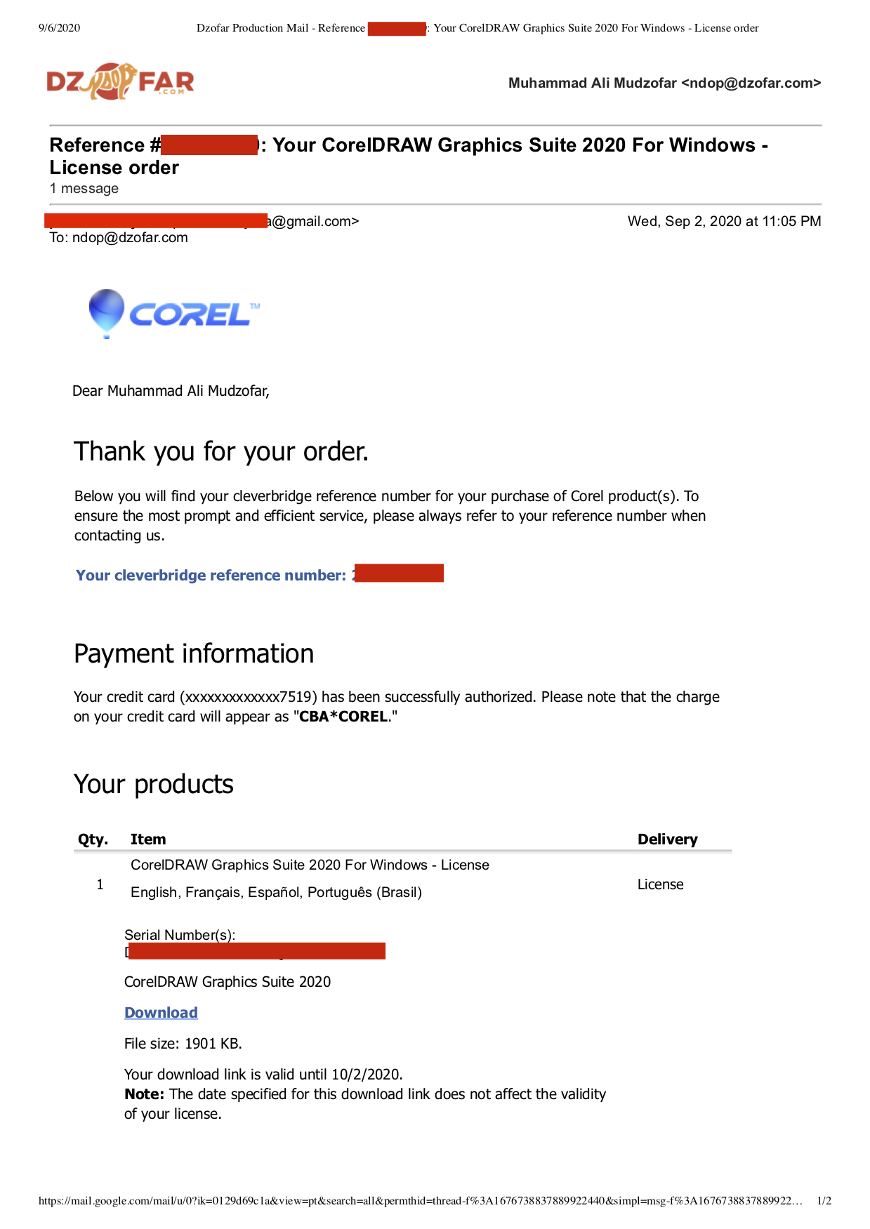 Email dari Seller Toped