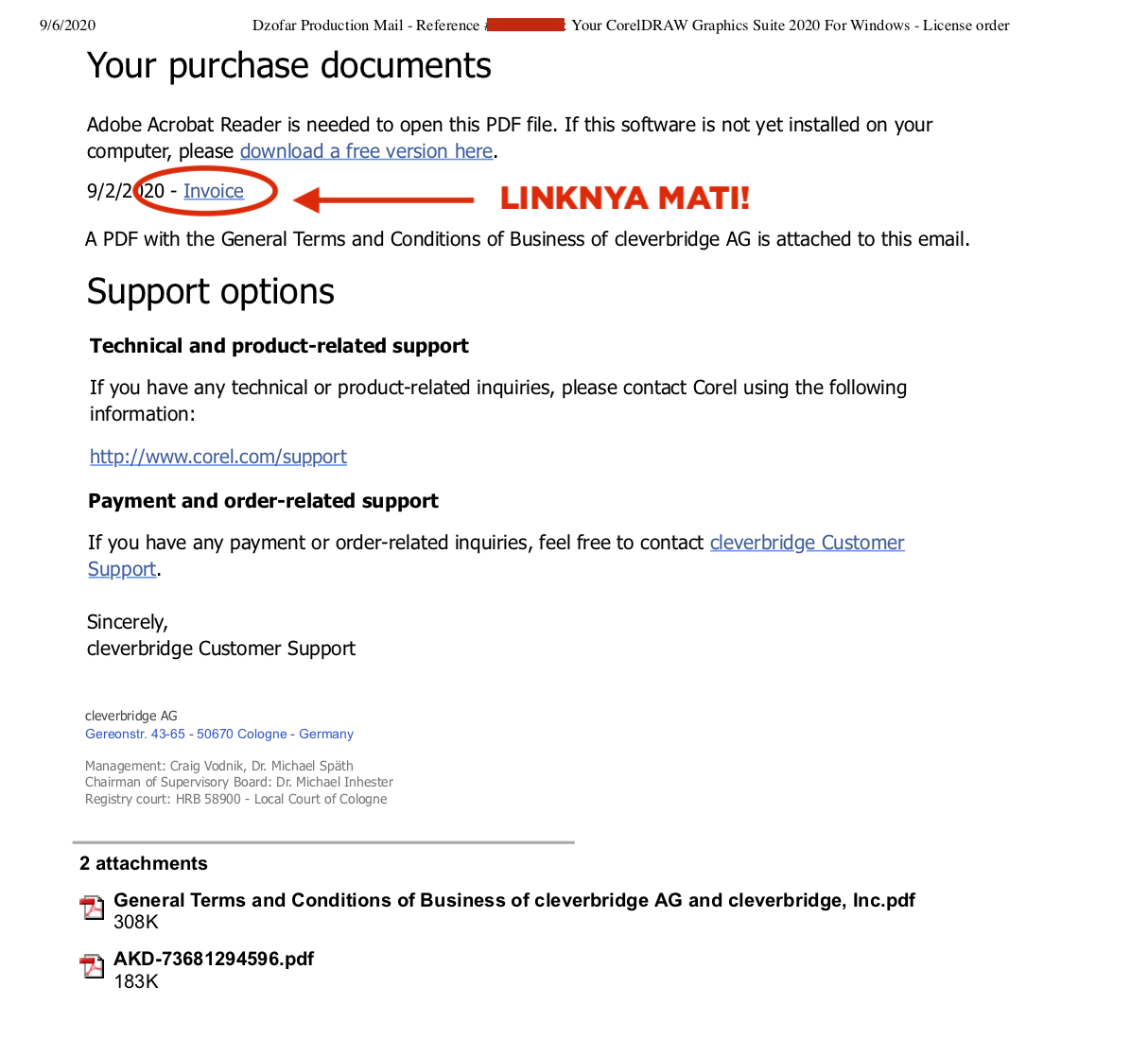 Email dari seller 2