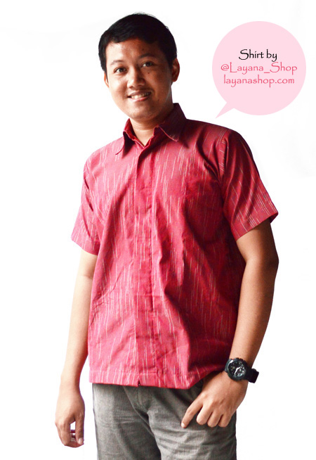 Kemeja Tenun Lurik Motif Gerimis Maroon Layana Shop