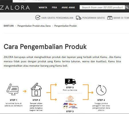 Gratis pengembalian barang