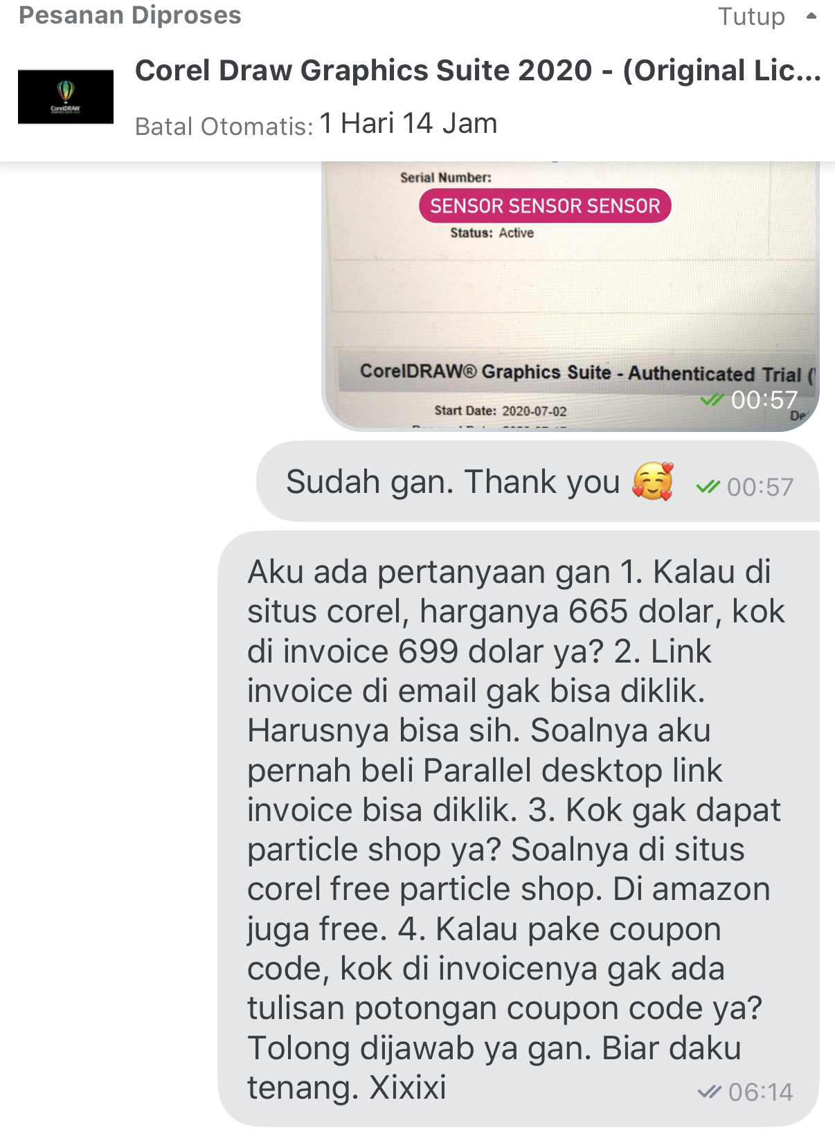 Chat ke seller