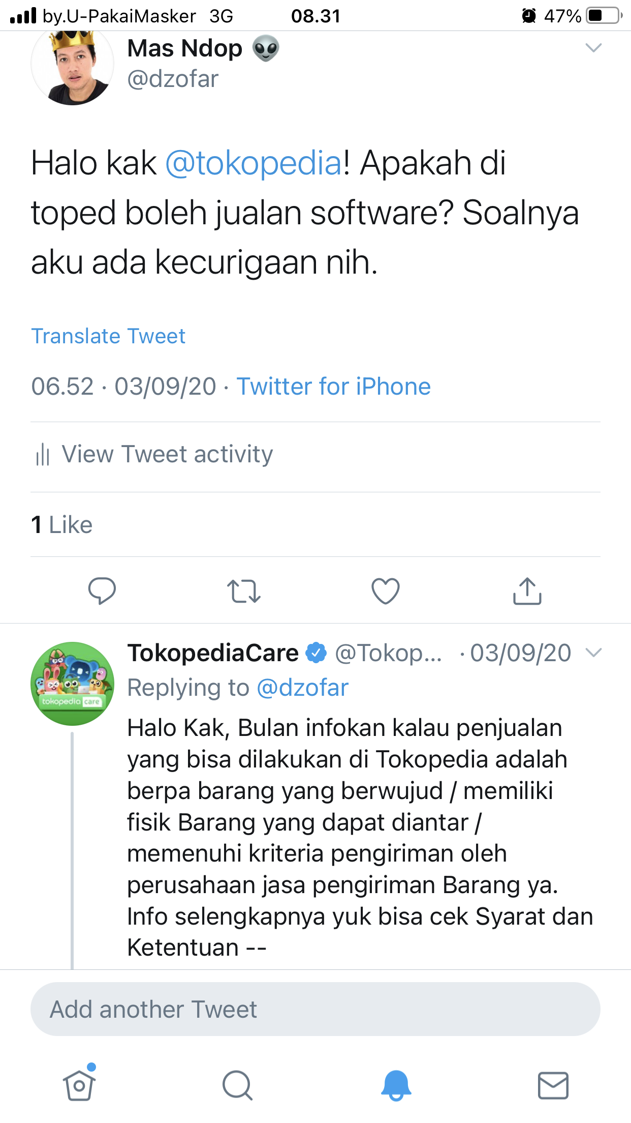 Twitter TokopediaCare