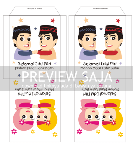 design lucu amplop lebaran kartun