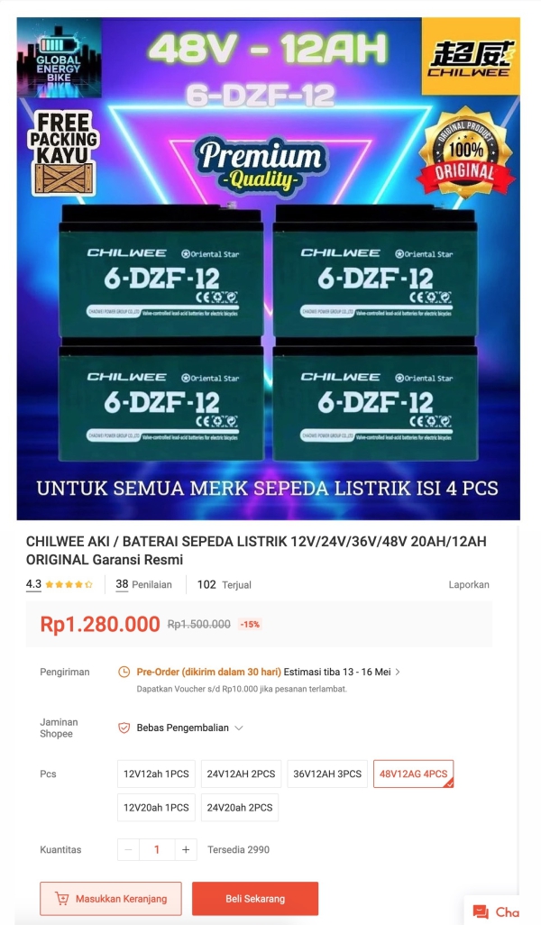 Chilwee SLA Baterai