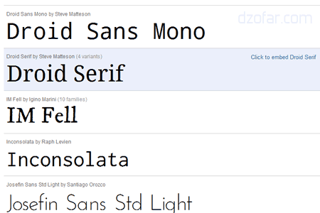 google font directory