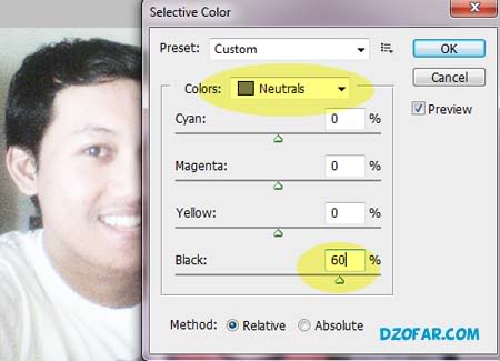 mengatur selective color